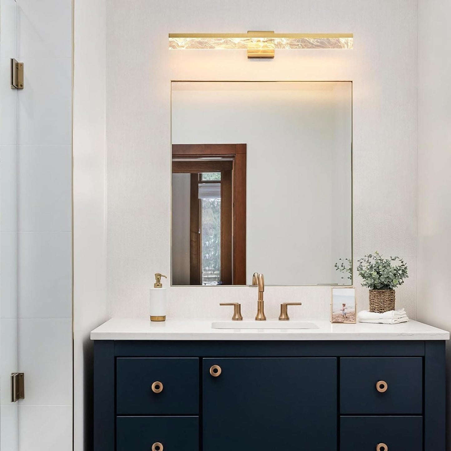 Gold Bathroom Light Fixtures, 32 Inch Modern Vanity Lights for Bathroom 24W