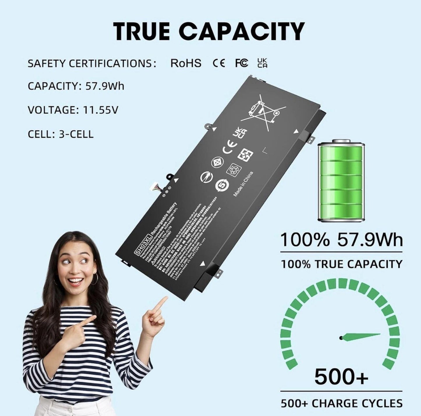 SH03XL 859356-855 Laptop Battery For HP Spectre X360 11.55V 57.9WH (Sealed Box)