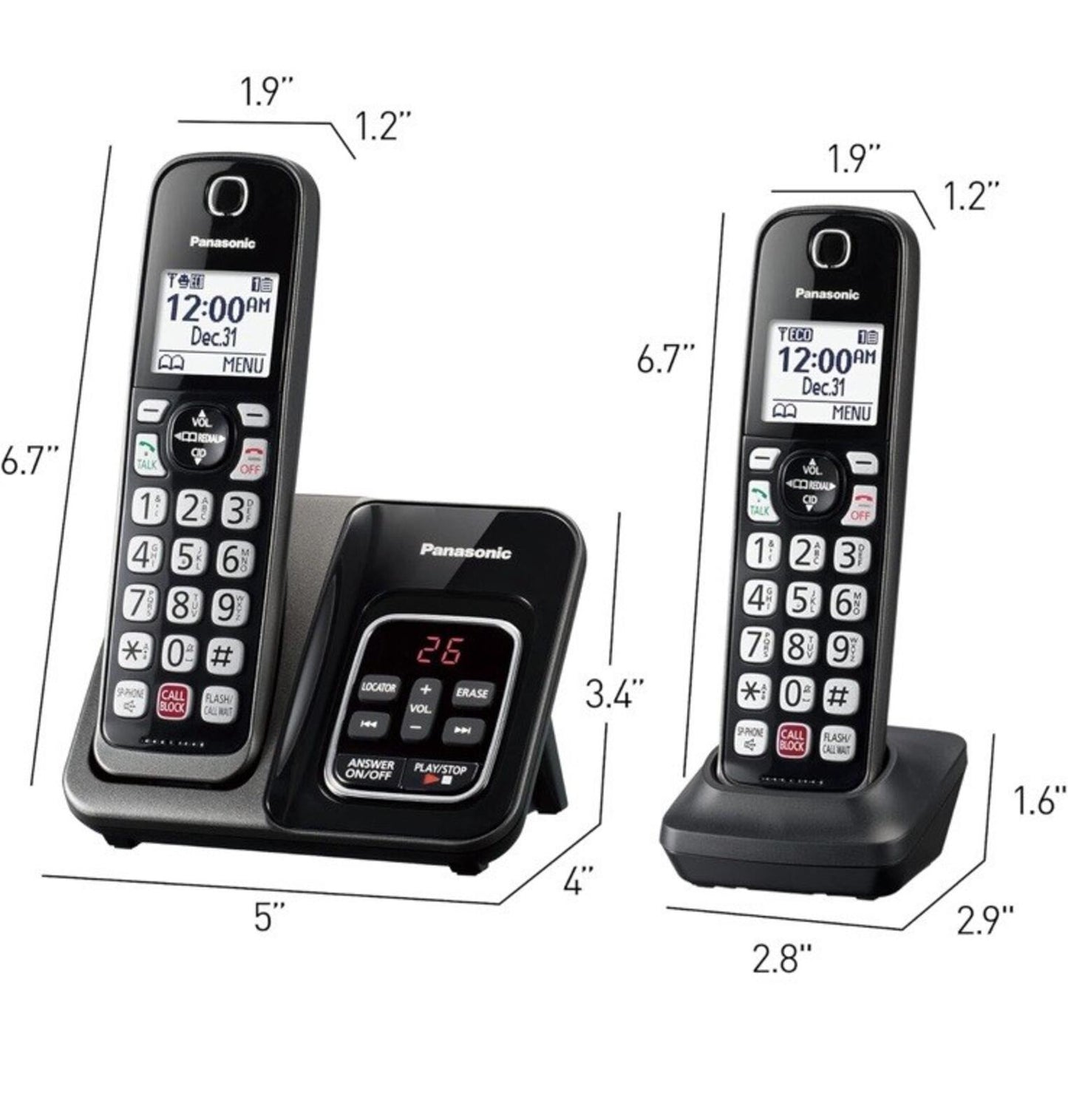 KX-TGD832M Panasonic 2-Handset Cordless Phone with Call Block & Bilingual ID