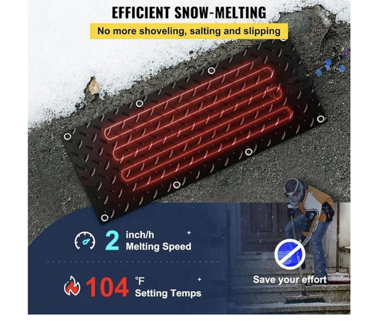 10 Inch X 48 Inch Outdoor Snow Melting Mat, Anti-Slip Heated 2pc