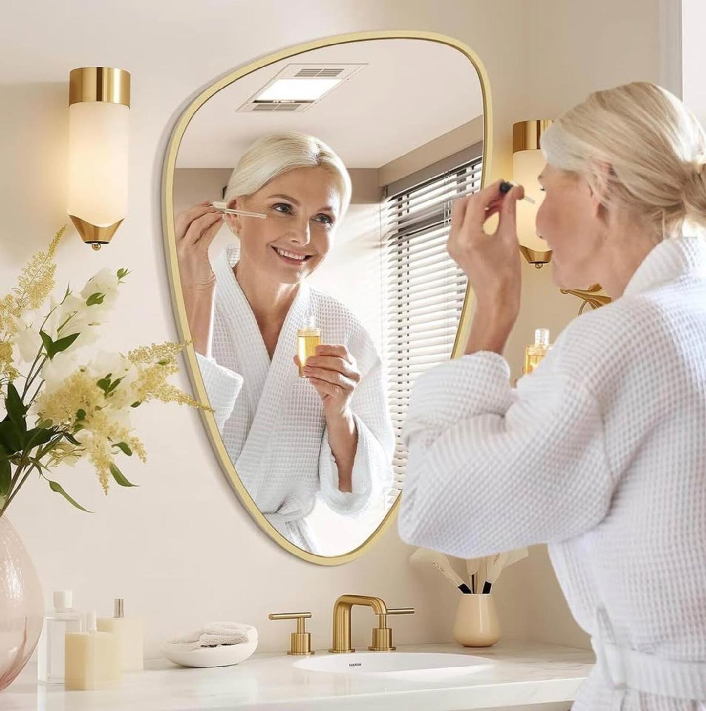 Cool Irregular Gold Frame Mirror