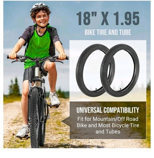 (2-Sets) 18"/20"/26" Bike Tire and Inner Tube, 18" x 1.95 Mountain/Off Road