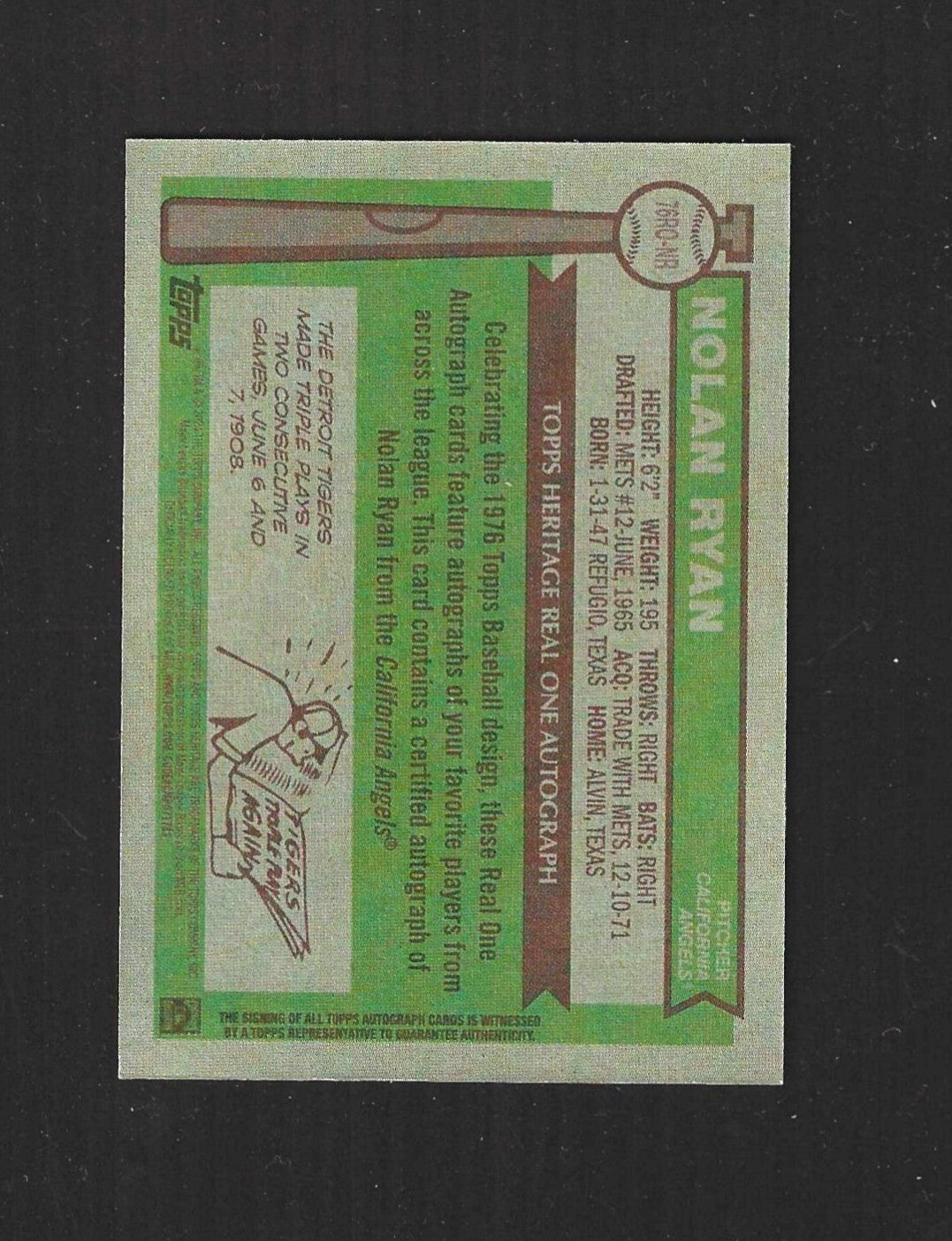 2025 Topps Heritage NOLAN RYAN Real One Autograph AUTO Red Ink #'d 48/76 76RO-NR