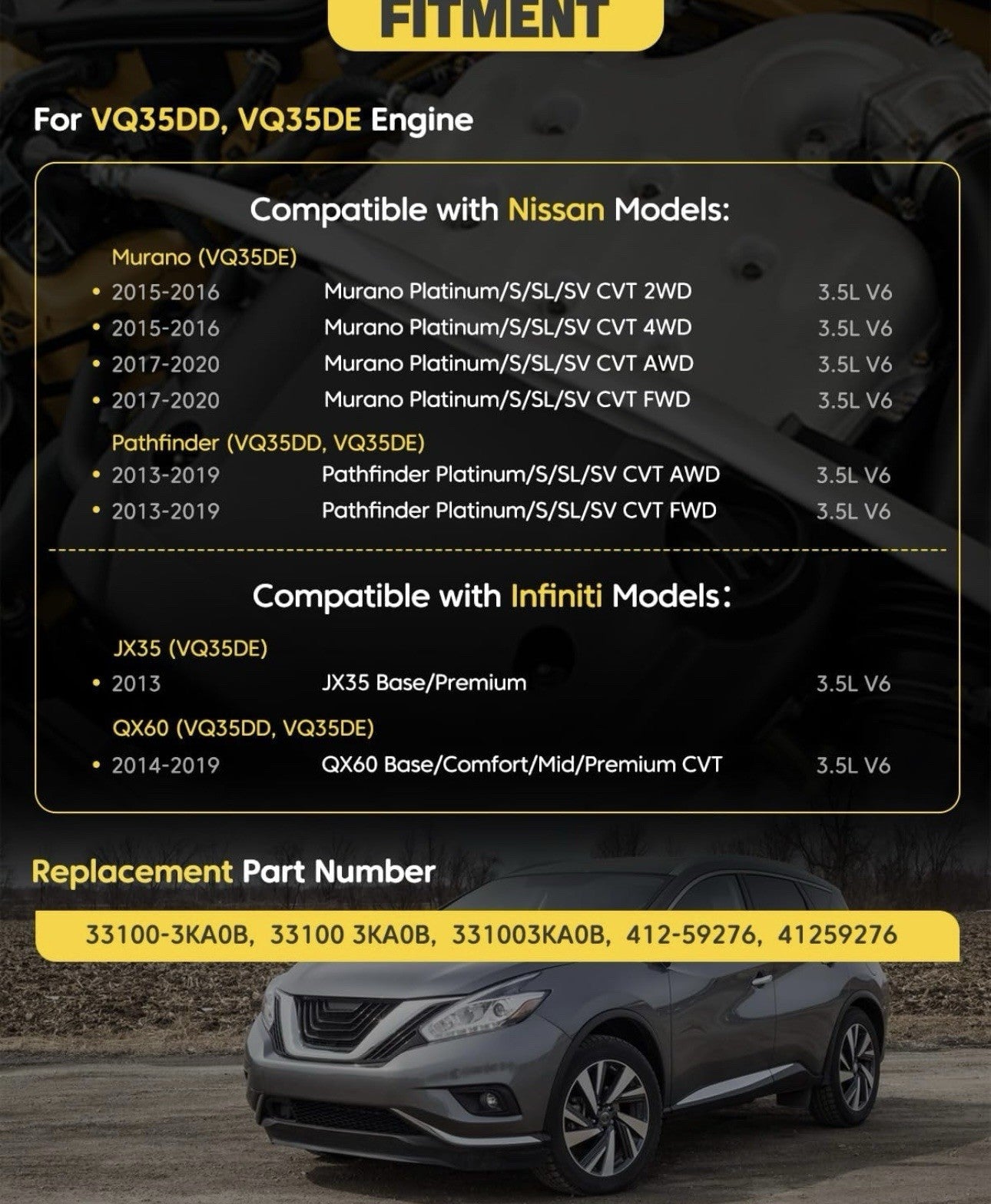 Transfer Case Assembly 331003KA0B for Infiniti QX60 2014-2019 Nissan Murano 3.5L
