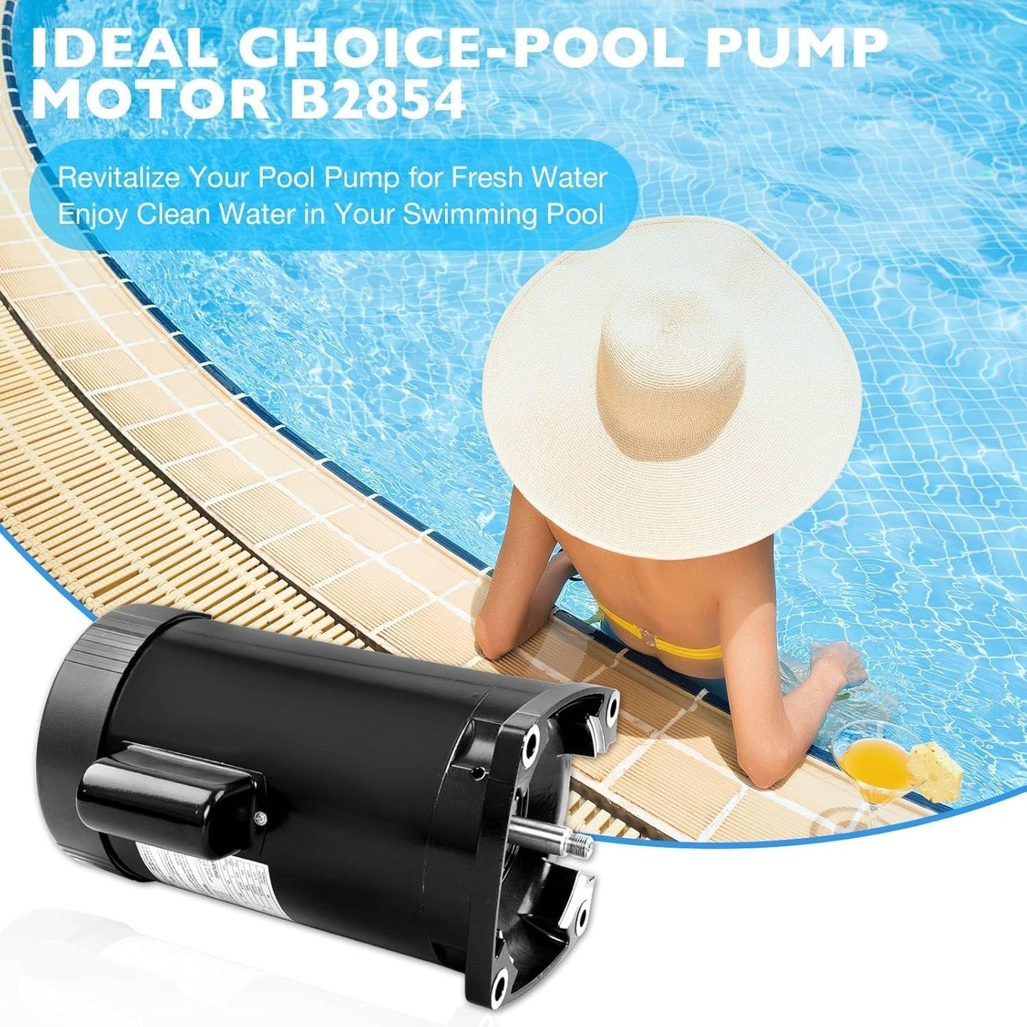 B2854 1.5hp Pool Pump Motor, 3450RPM, 115V/230V Dual Voltage, 56Y Frame Motor