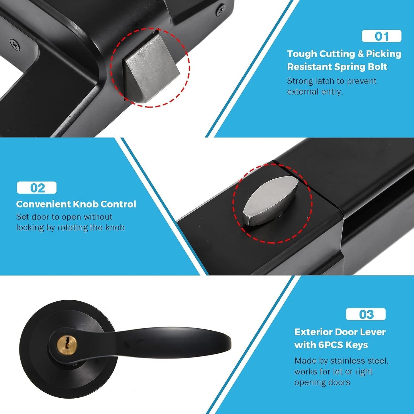 Panic Bar 27.5 Inch, Black Commercial Door Push Exit Device With Exterior Lever