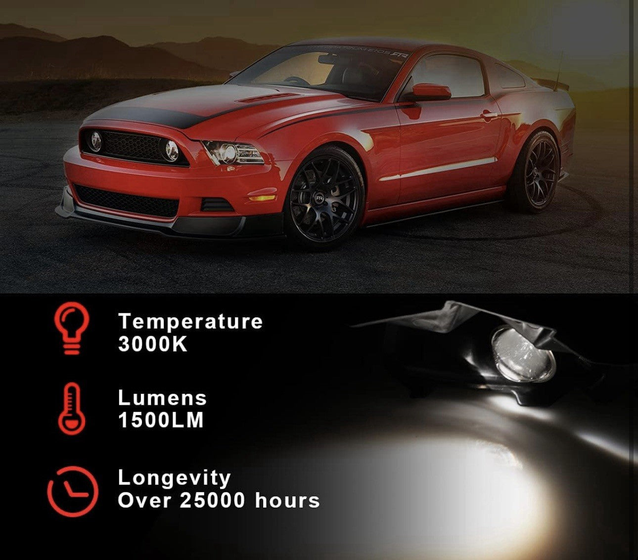 Fog Lights Clear Bumper Projector For 2013-2014 Ford Mustang Lamps+Wiring+Switch