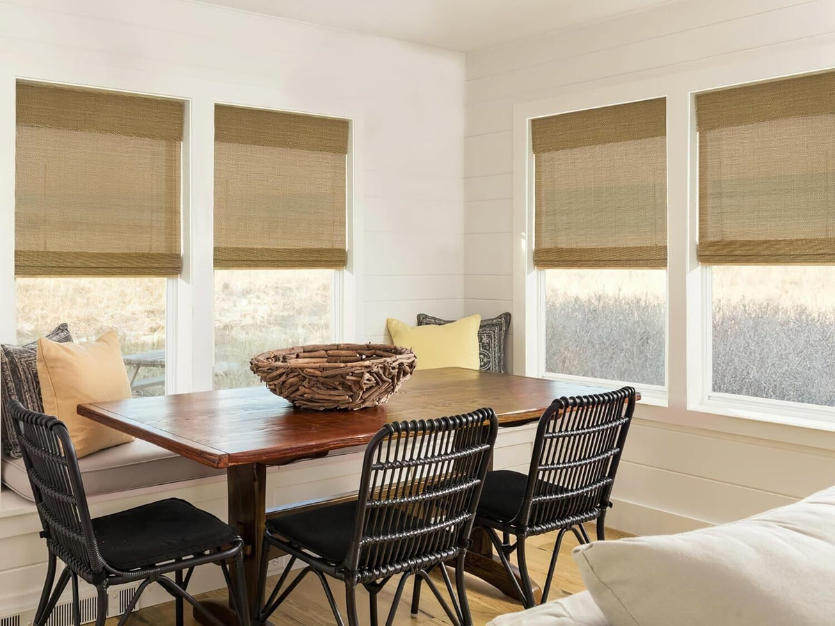 LazBlinds No Tools No Drill Cordless Bamboo Roman Shades Window 39" W x 64'' H