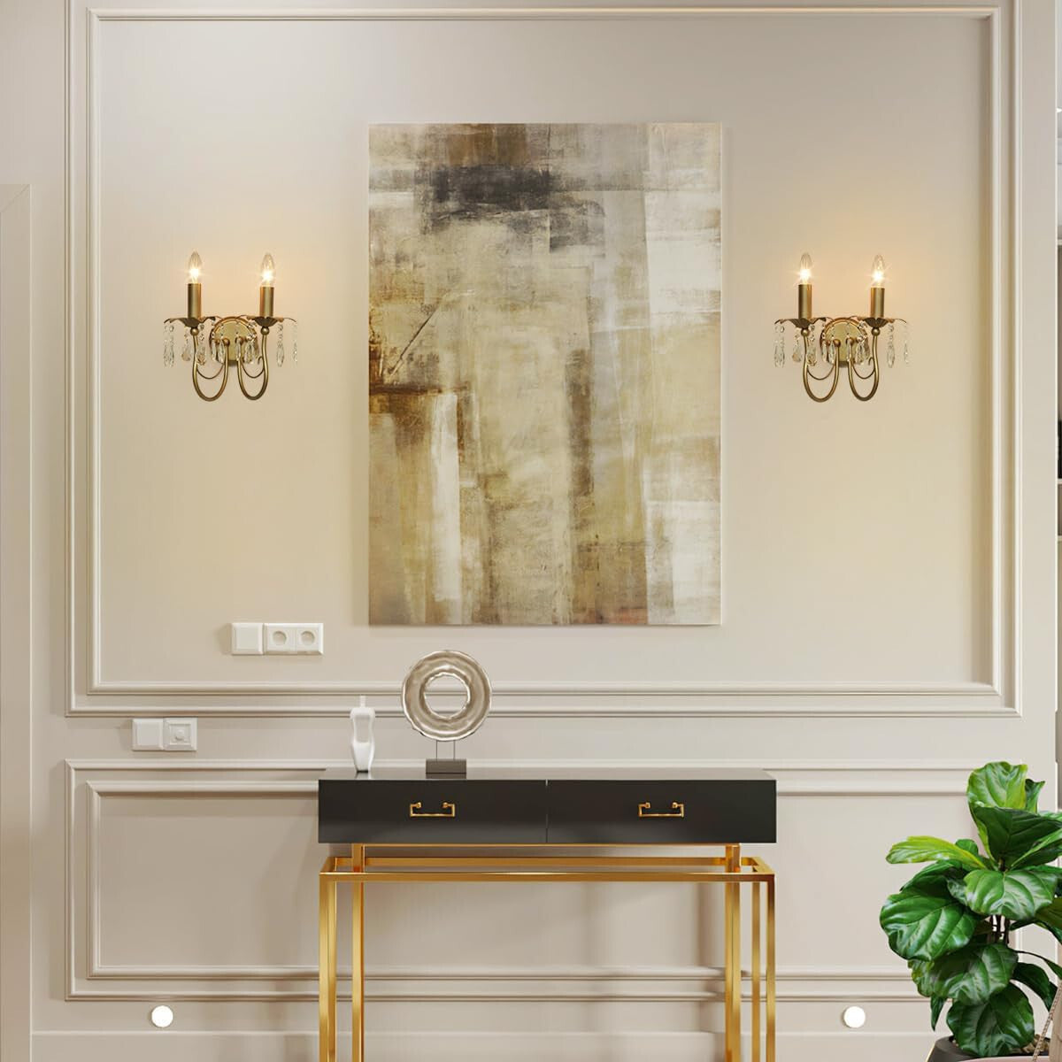 Crystal Wall Sconce Vintage Candle Wall Sconces Gold Wall Lamp Antique Sconces H