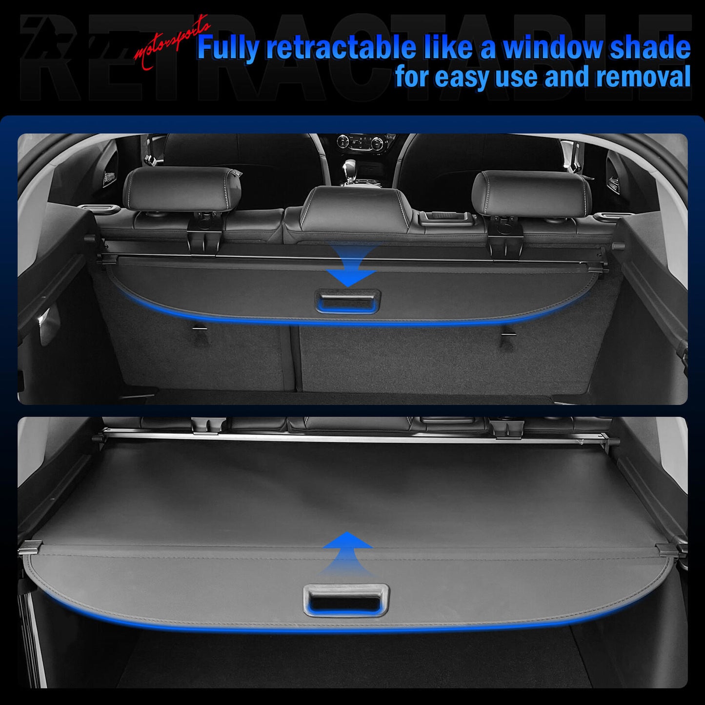 Fits 20-22 Tesla Model Y Canvas Style Retractable Rear Trunk Privacy Cargo Cover