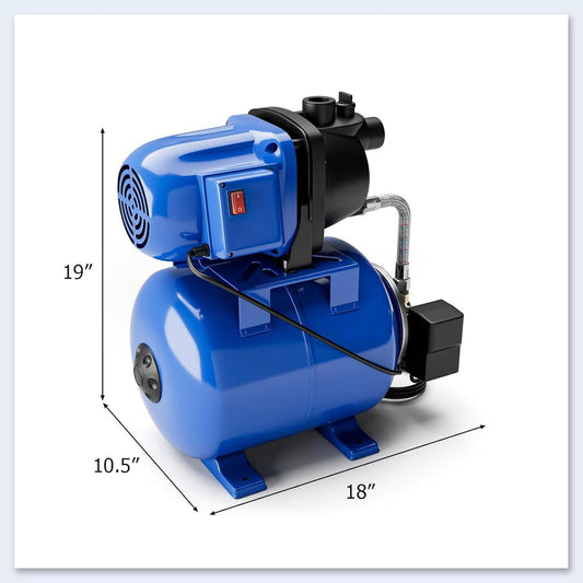 1.6 Hp Shallow Well Jet Pump With Pressure Tank 1000 GPH 164 FT Irrigation