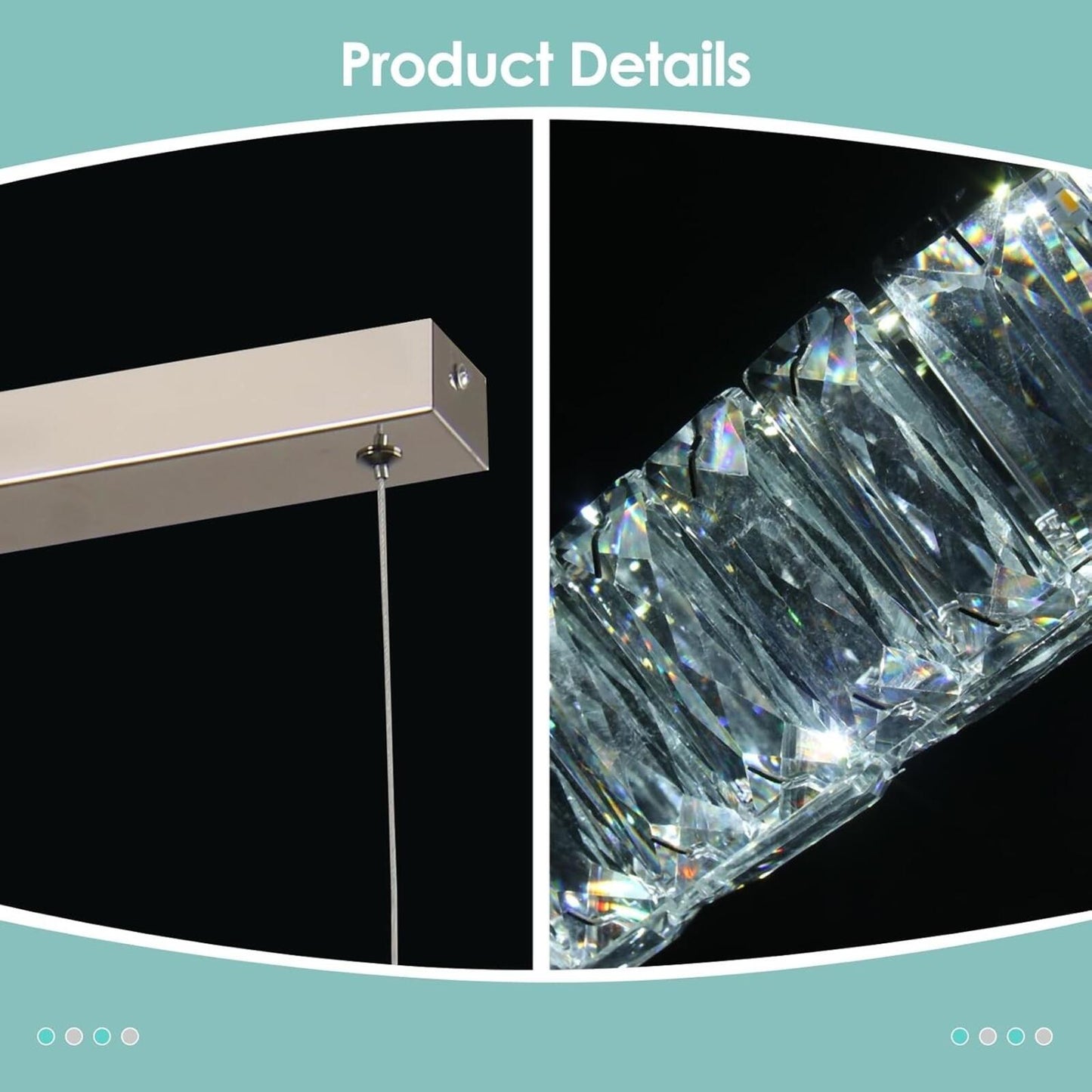 Crystal Chandelier Modern Pendant Light Dining Room Fixture Cool White 6500K