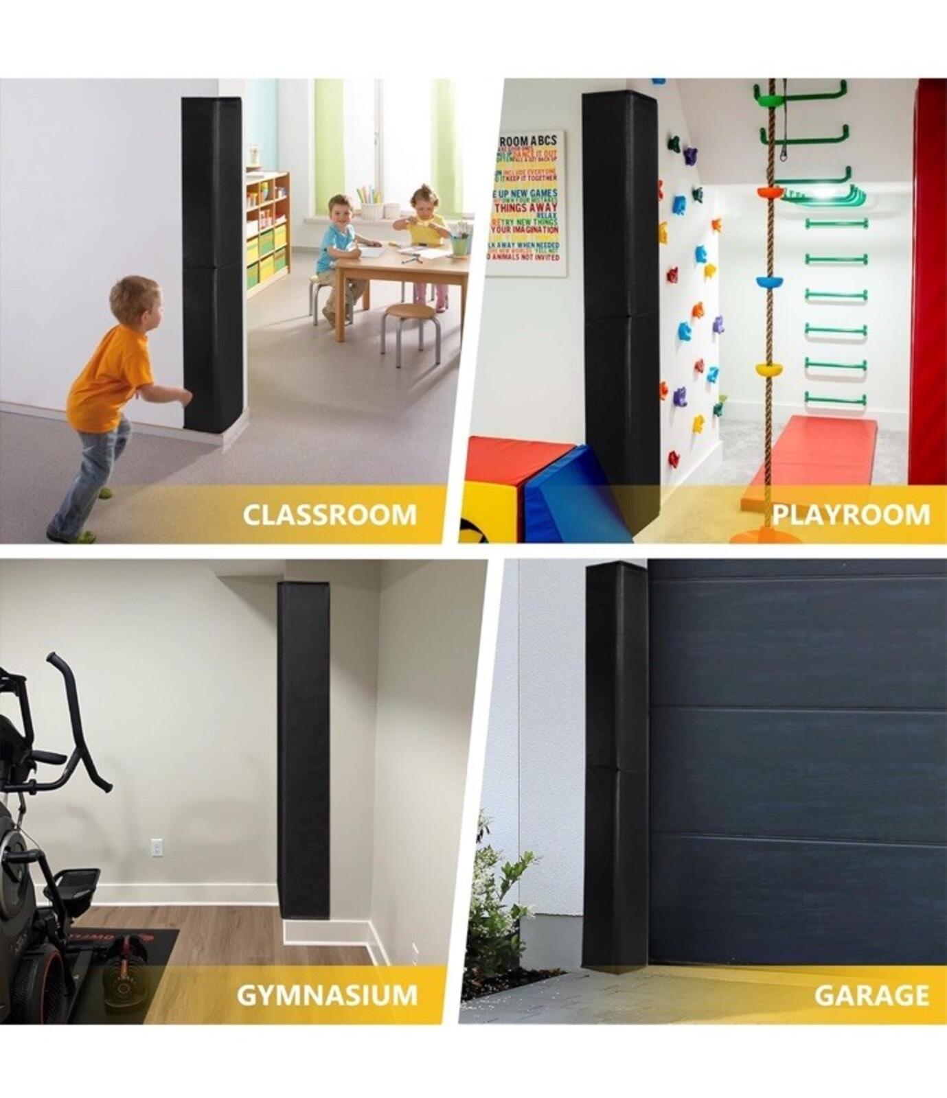 Heavy Duty Wall Corner Guard 5FT L-Shape Safety Padding Black PU Edge Protector