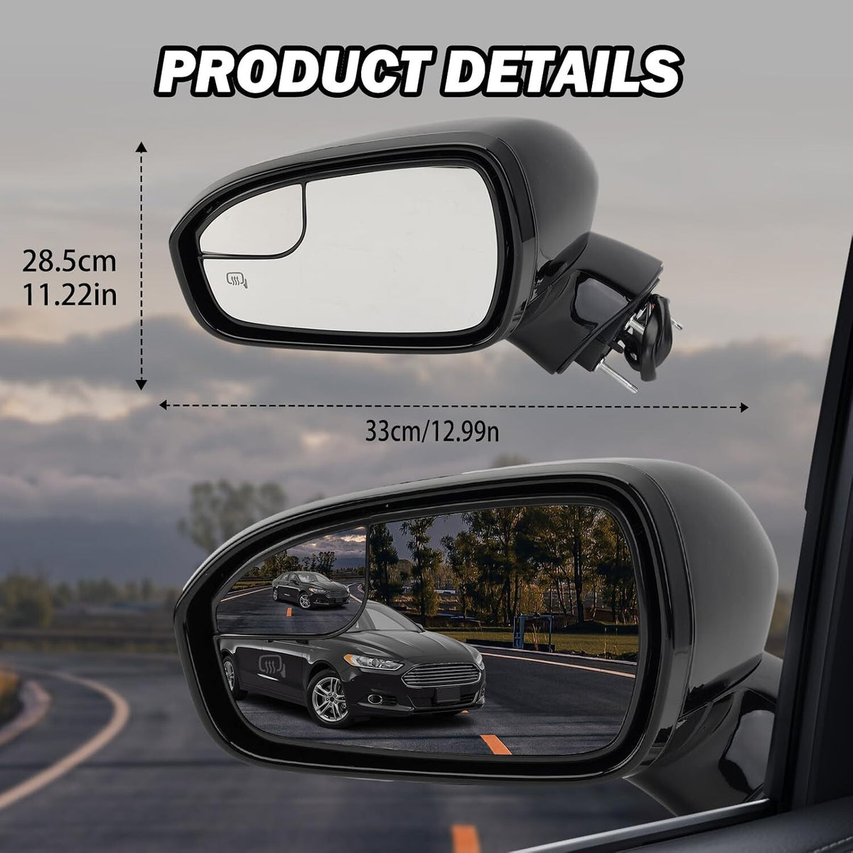 Passenger Side Mirror for 2013-2016 Ford Fusion Sedan S SE SE Hybrid 7Pins
