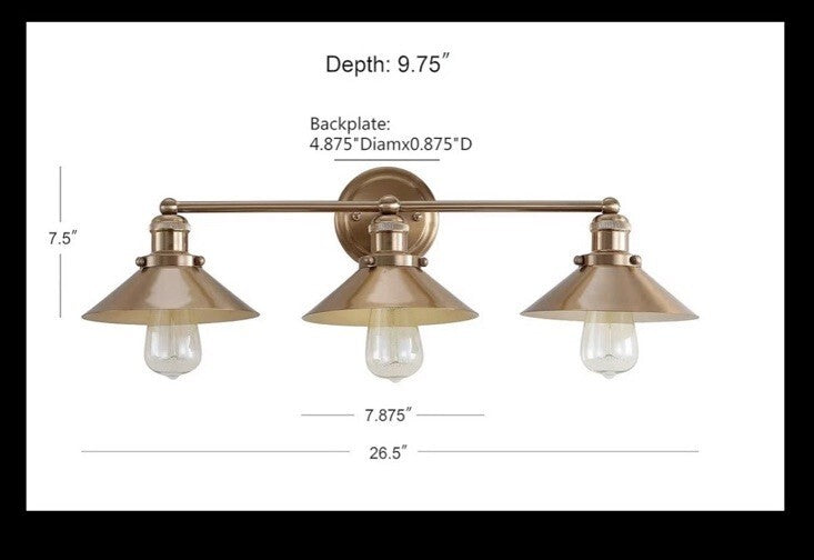 Jonathan Y August 26.5 in. 3-Light Brass Gold Vanity Light JYL7431A