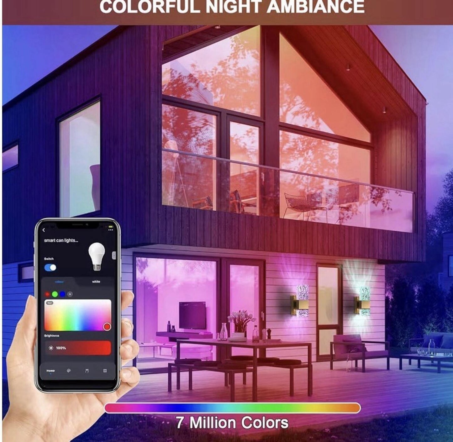 Dimmable RGB LED Wall Sconces Set of 2 with Remote Control for Home Decor