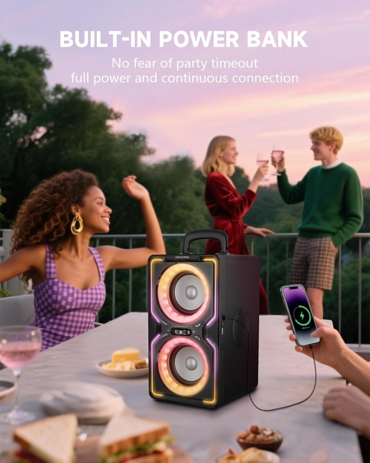 Hotlemon Large Bluetooth Speaker: 240W Peak Powerful Loud Sound with Deep Bass