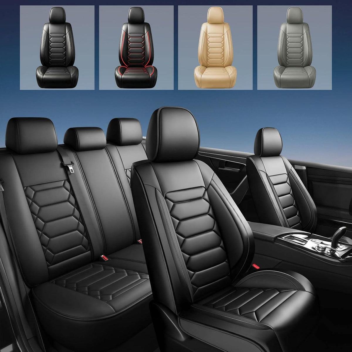 Car Seat Covers 5-Seat For Jeep Liberty 2002-2012 PU Leather Cushion Set