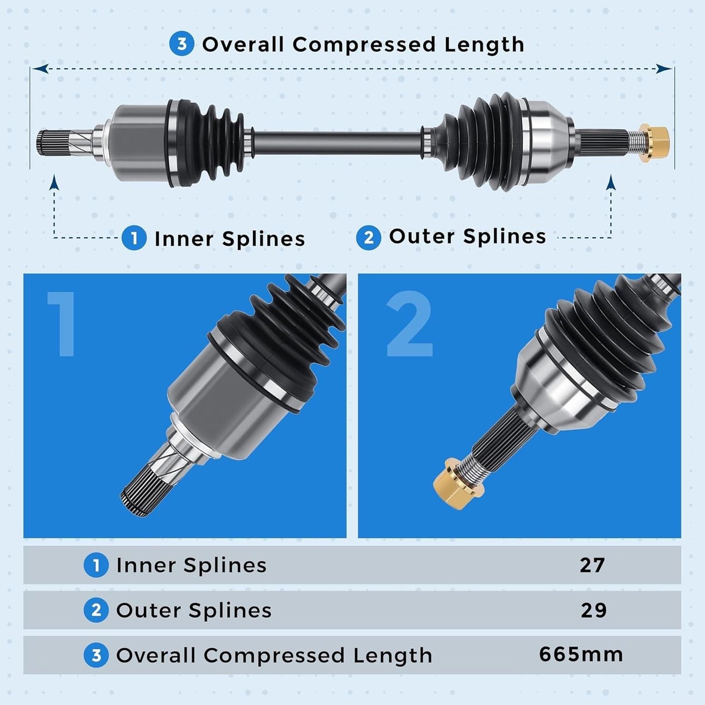 Front Left CV Axle Shaft Assembly for 2007-2013 Nissan Sentra Rogue Altima