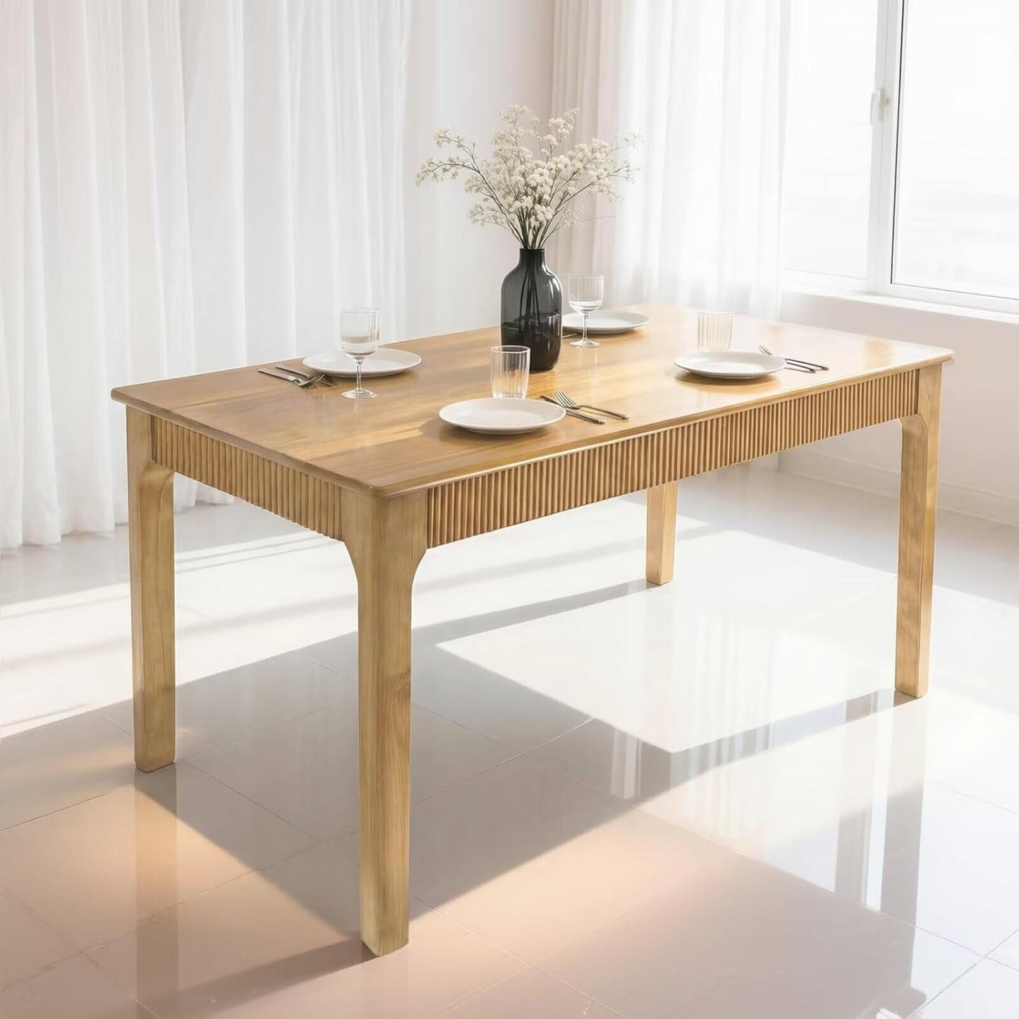 31.5" Solid Wood Dining Table for 2 - Modern Farmhouse Design for Small Spaces