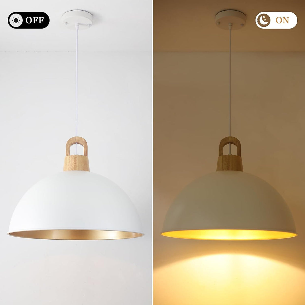 Modern 18'' White Pendant Light - Farmhouse Industrial Chandelier for Home