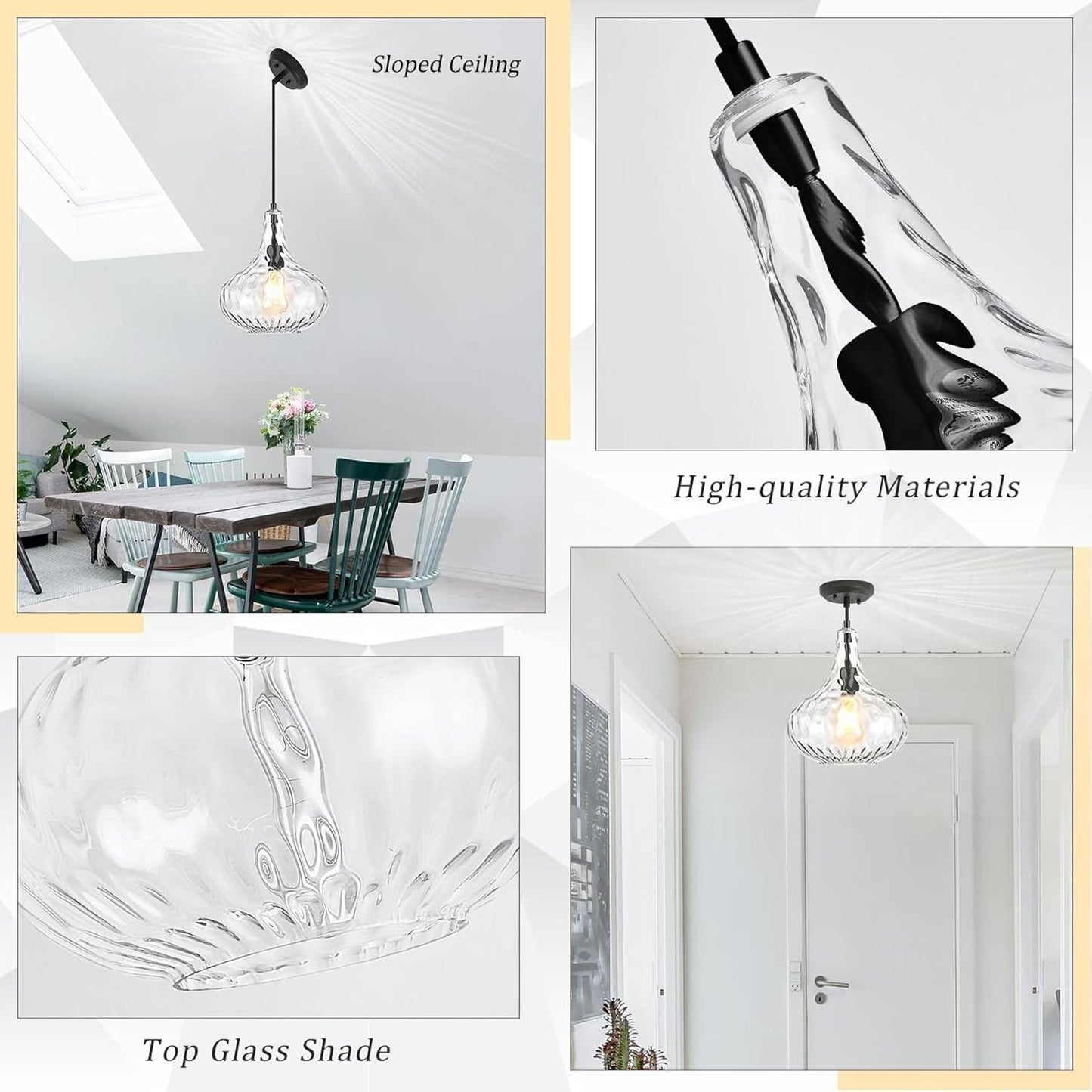 Glass Large Pendant Lights for Kitchen Island Blown Glass Pendant Light 11 inch