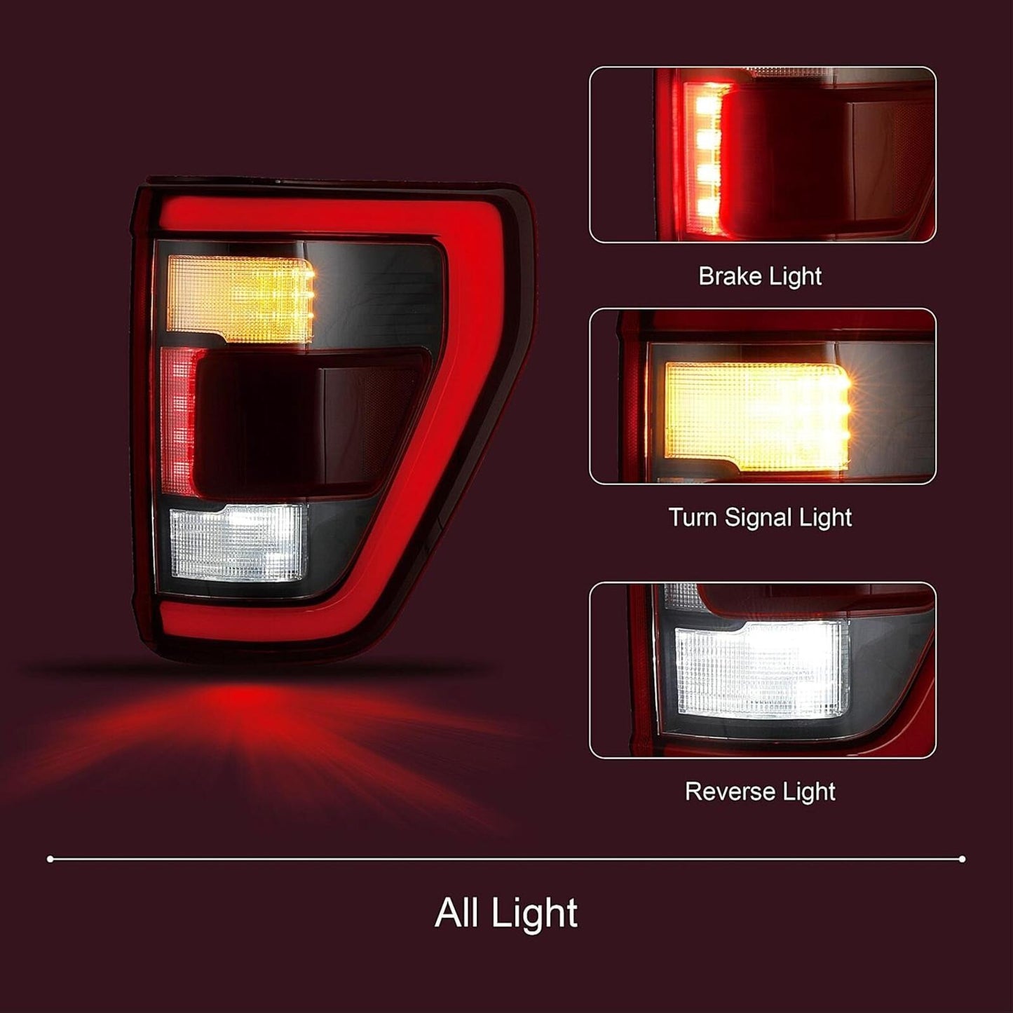 Driver LED Black Pickup Tail Lights Assembly w/Blind Spot Ford F-150 2021-23