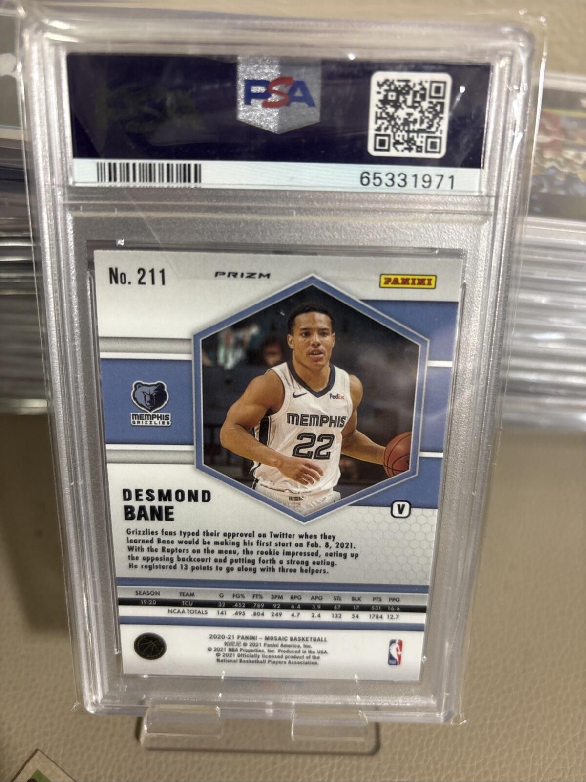 2020-21 Mosaic Desmond Bane RC Fast Break Disco Variation Silver #211 PSA 10 GEM