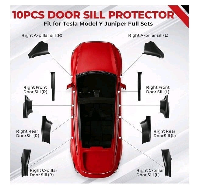 Tesla Model Y Carbon Fiber Door Sill Protector & Bumper Guard 2025-2026 10pc