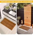 32"x18" Teak Wood Bath Mat Shower Mat for Bathroom Wooden Floor Mat Square