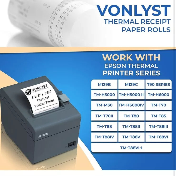 3 1/8 x 230 Thermal Paper Receipt Roll for Epson Printer (Pack 06 rolls)