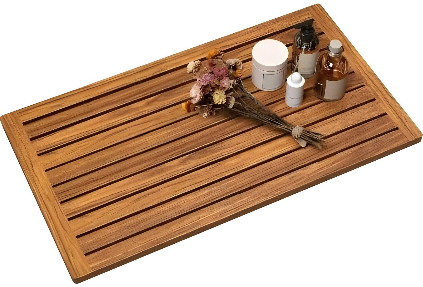 32"x18" Teak Wood Bath Mat Shower Mat for Bathroom Wooden Floor Mat Square