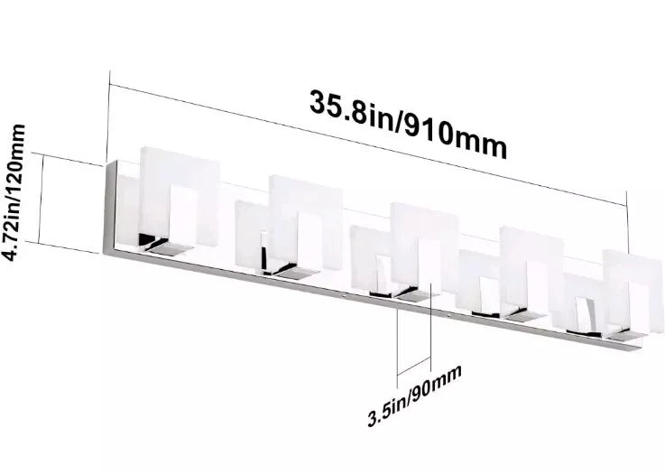 5 Lights Modern Led Bathroom Vanity Light Acrylic Stainless Steel Chrome Up And