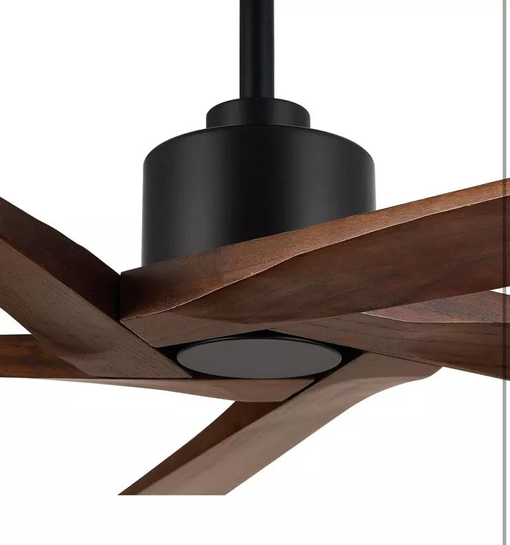 54 Inch Black Ceiling Fan No Light with Remote, Reversible Wood Blades, Noise...