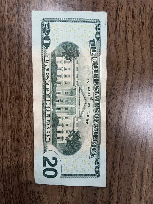 $20 Dollar Bill 2004 Off Center Miss Cut EB13790982L