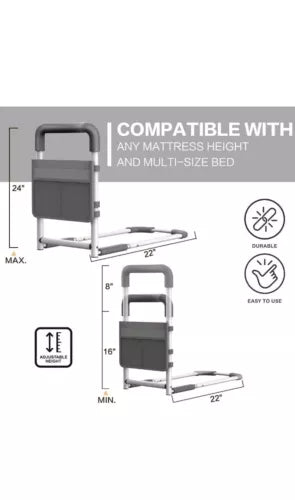 Agrish Bed Rails for Elderly Adults - with Motion Light & Storage Pouch Bedsi...
