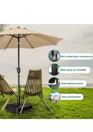 DZ4733 MS Patio Umbrella Base Heavy Duty with Wheels Square Market Stand for