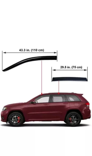 For 2011-2021 Jeep Grand Cherokee Tape-on Window Vent Visor Sun Rain Wind Guard