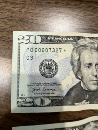 Lot Of 3 Sequenced $20 DOLLAR BILL STAR NOTE LOW NUMBERS UNCIRCULATED MINT