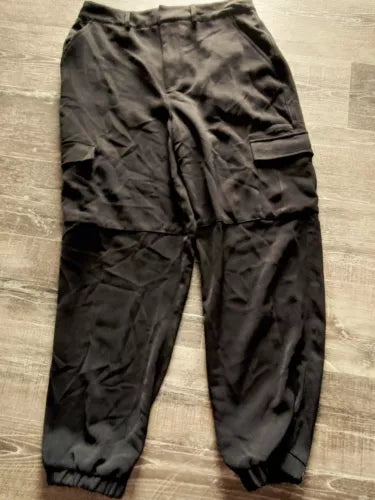 NWT Women’s Size 12 Intempo Black Cargo Jogger Pants Elastic Ankle Side Pockets