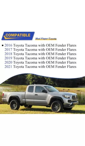 Splash Guards Mud Flaps Mudguards for Toyota Tacoma 2021-2023 w/OE Fender Flares