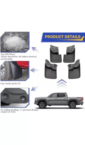 Splash Guards Mud Flaps Mudguards for Toyota Tacoma 2021-2023 w/OE Fender Flares