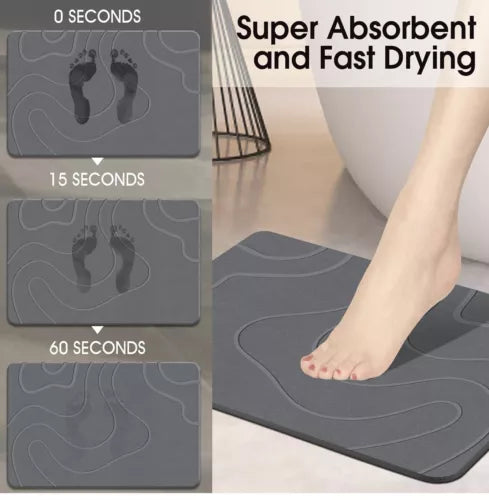 Stone Bath mat Diatomaceous Earth Bath Mat 23.6”x15.4” Quick Dry Easy Cleaning