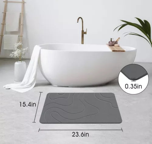 Stone Bath mat Diatomaceous Earth Bath Mat 23.6”x15.4” Quick Dry Easy Cleaning