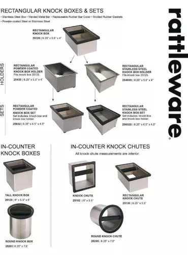 Rattleware Stainless Steel Open Bottom Knock Box Chute - For Home, Cafe, Rest...