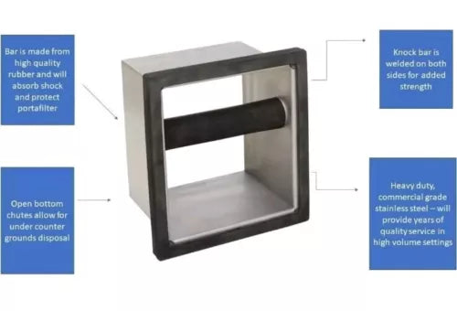 Rattleware Stainless Steel Open Bottom Knock Box Chute - For Home, Cafe, Rest...