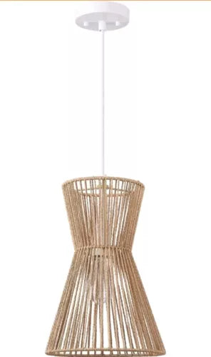 Globe 65793 Grace 1-Light Pendant Lighting, Matte White, Natural Twine Shade,