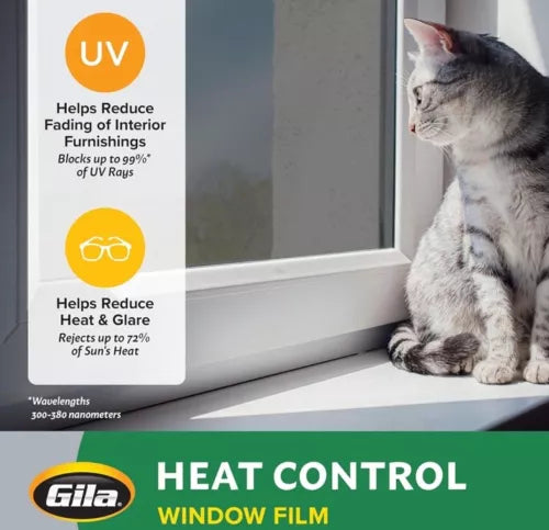 Gila Heat Control 3-in-1 Grey Vinyl Indoor Window Film 1 mil Think 180 in. L x 3