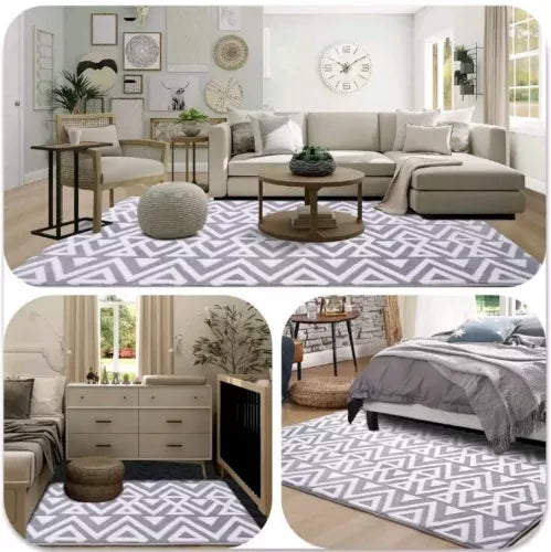 Ompaa Ultra Soft Shaggy Rugs Memory Foam Bedroom Carpet, Grey 7 x 10 Feet Lar...