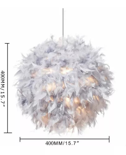 Waneway Feather Lamp Shade for Ceiling Pendant Light, Lampshade 15.7 In, Gray